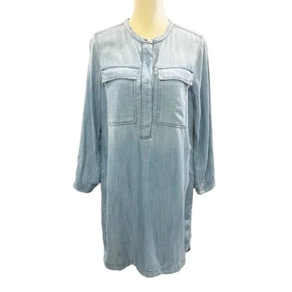 J. Crew Black Label Faded Blue Denim Chambray Shirt Dress Small